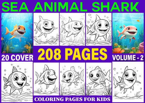208 Sea Animal Shark Coloring Pages KDP