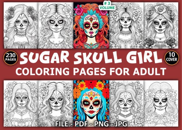 230 Sugar Skull Girl Coloring Pages KDP