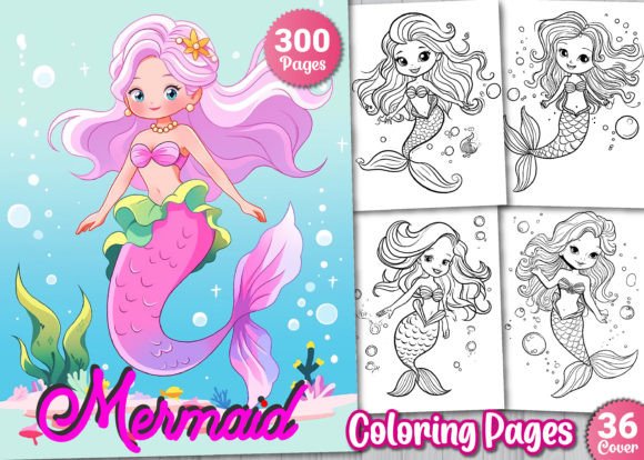 300 Cute Mermaid Coloring Pages for Kids