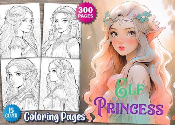 300 Elf Princess Coloring Pages for KDP