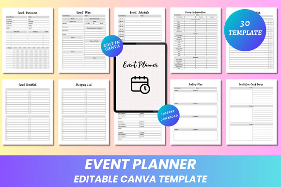 Editable Event Planner Canva KDP: Your All-in-One, Fully Customizable Planning Tool