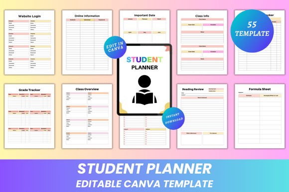 Editable Student Planner Canva KDP
