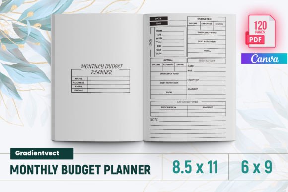KDP Monthly Budget Planner Canva