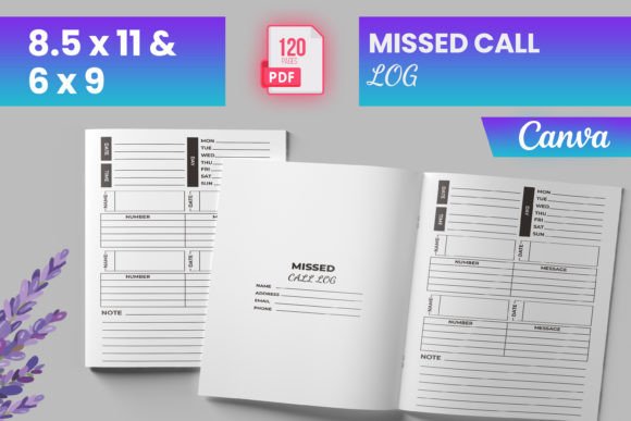 Missed Call Log Canva KDP