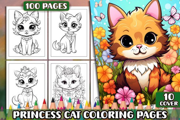 Princess Cat Coloring Pages for Adults: High-Resolution KDP Assets for Creative Entrepreneurs