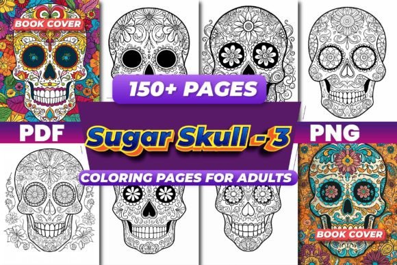 Sugar Skull Coloring Pages Bundle 3