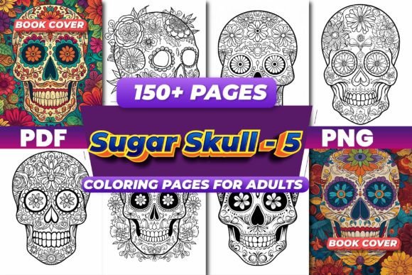 Sugar Skull Coloring Pages Bundle 5