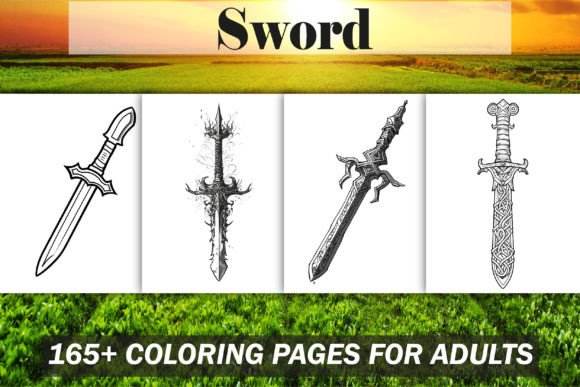 Sword Coloring Pages Bundle for Adults